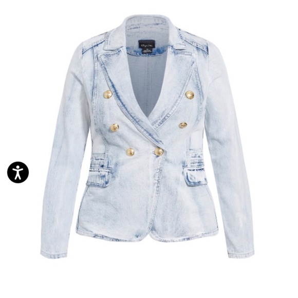 City Chic Harper Denim Blazer Jacket Size 16 NWT - Picture 2 of 6